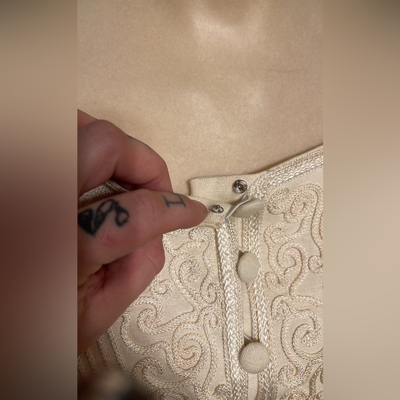 Vintage  Linen Button Front Dress Vintage Wedding Boho Bride - Picture 6 of 12